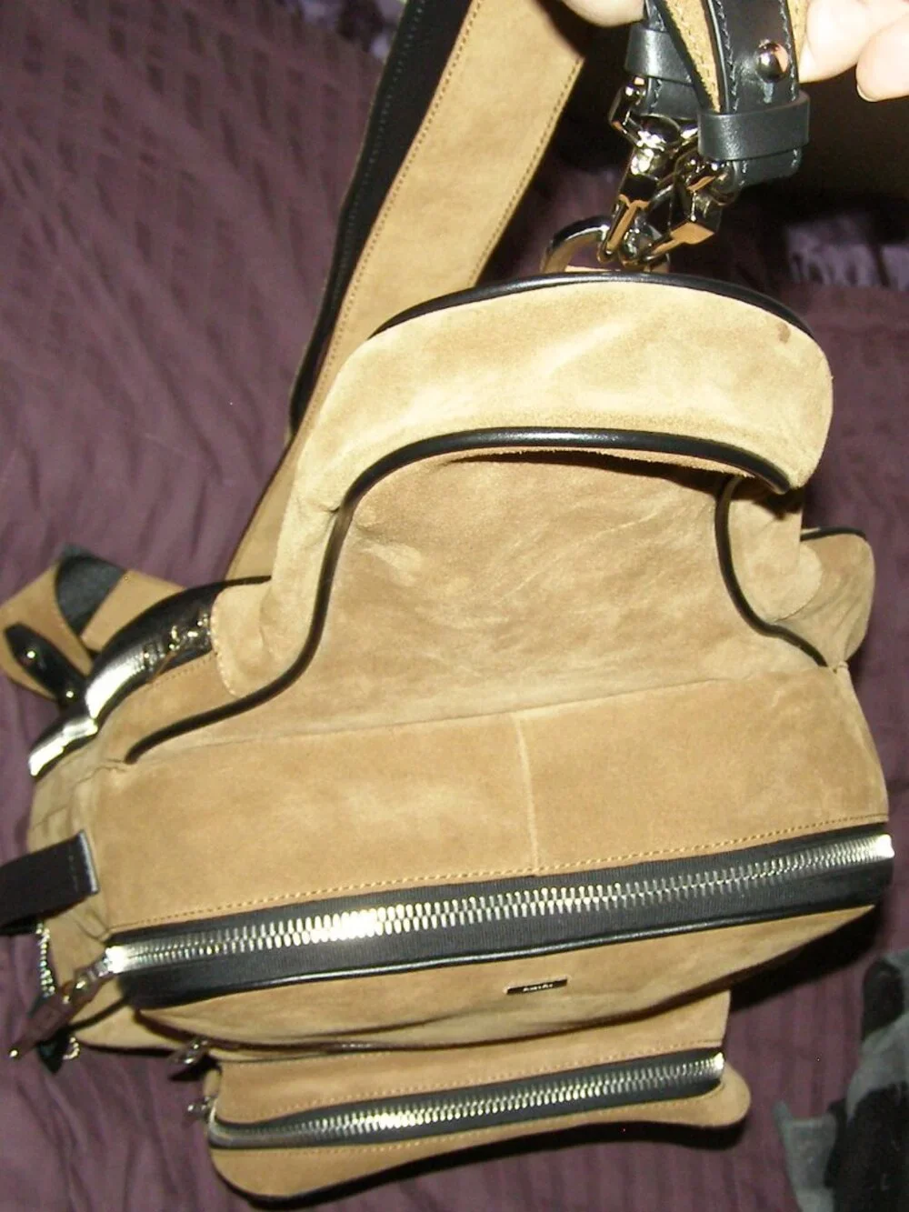 NWT Amiri medium Guitar Bag Brown Suede Backpack Mens Unisex Reversible Straps